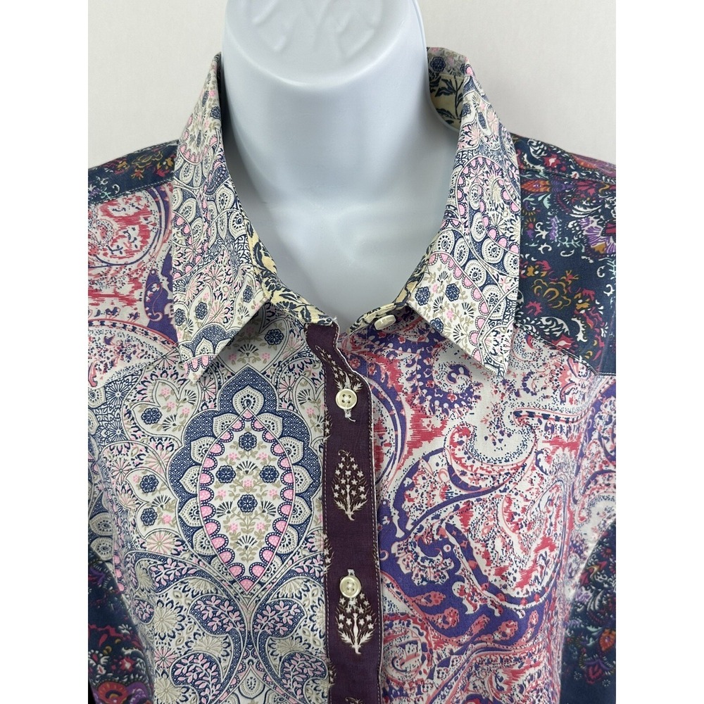 Vtg Dover Saddlery Shirt Women XL Multicolor Paisley Western Shirt L/S Button Up